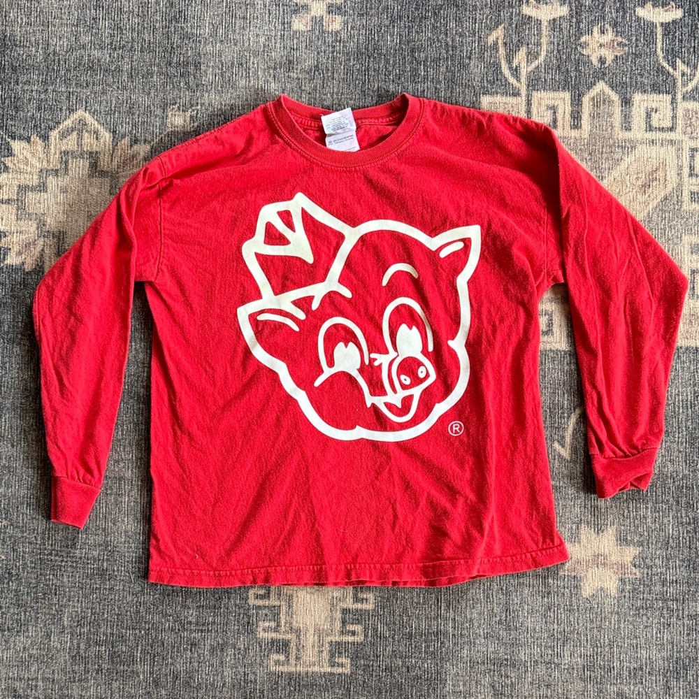RARE Red Kids Piggly Wiggly Long Sleeve Shirt Medium